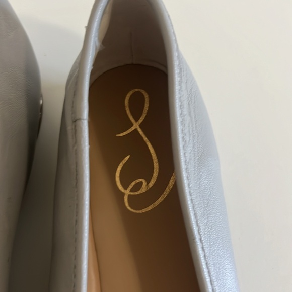 Sam Edelman Meadow Slip On Gray Leather Ballet Flats with Silver Chain Detail 9 - Picture 6 of 9